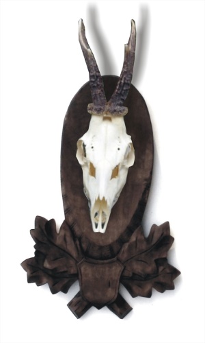 Roe deer, wild beast, carved trophy plaque 106