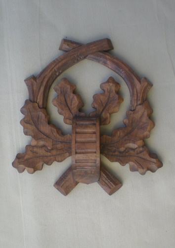 Wild pig - tusks, carved trophy plaque 403